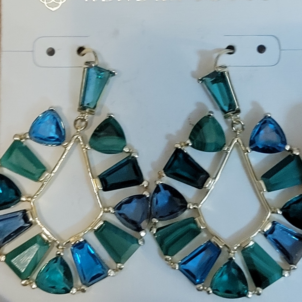 KENDRA SCOTT NEW Blair jewel open in green glass / - Picture 1 of 6